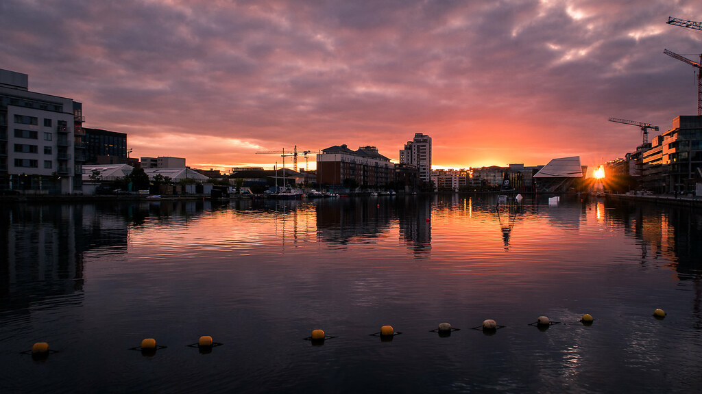 Sunset on Grand Canal Dock - Dublin, Ireland - Cityscape photography